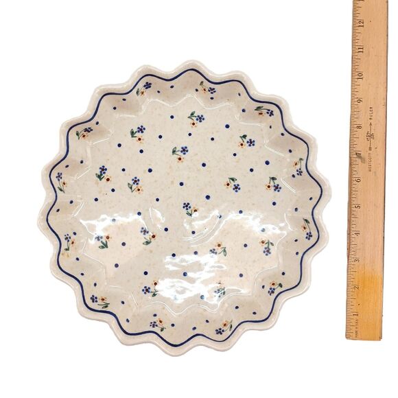 Zaklady Ceramiczne Fluted Quiche Plate Polish Pottery Country Meadow Dish Large - Picture 11 of 11
